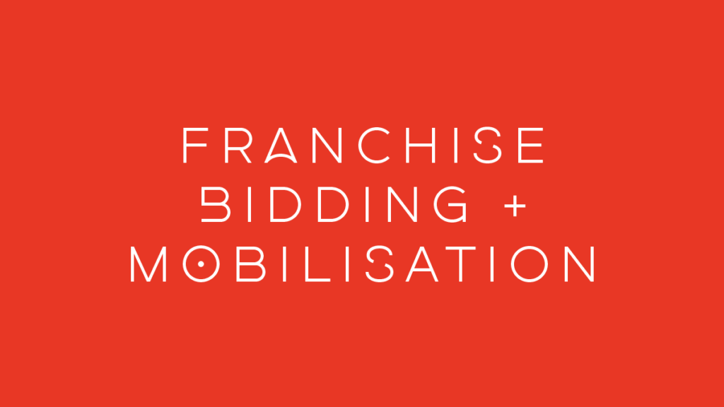 image of the stylised words franchise bidding and mobilisation